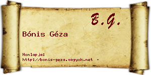 Bónis Géza névjegykártya