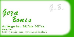 geza bonis business card